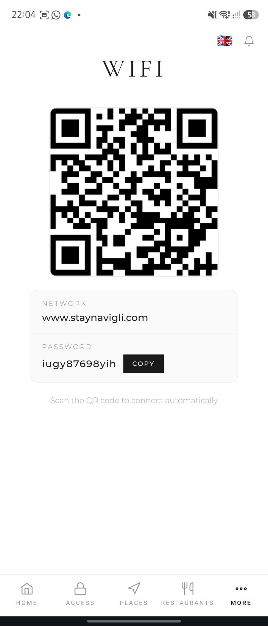 WiFi and house info